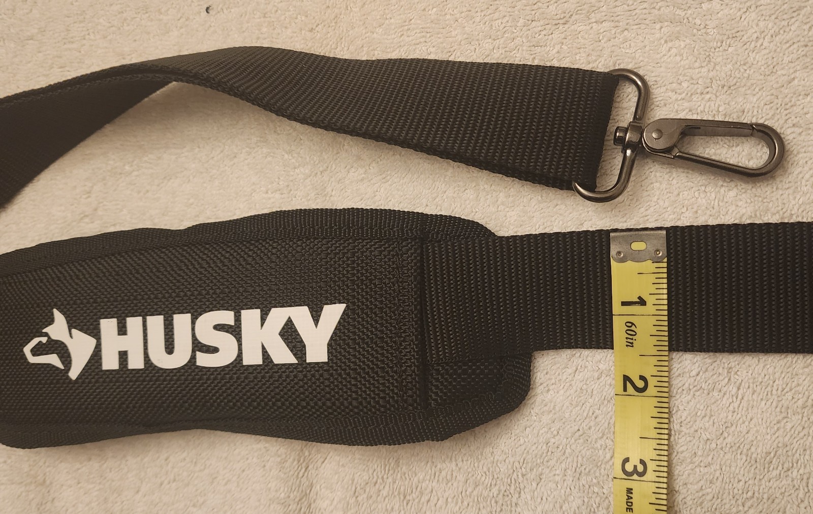 New Husky Tool Bag Adjustable 1.5” Shoulder Strap 30”-56” Metal Clip Hardware