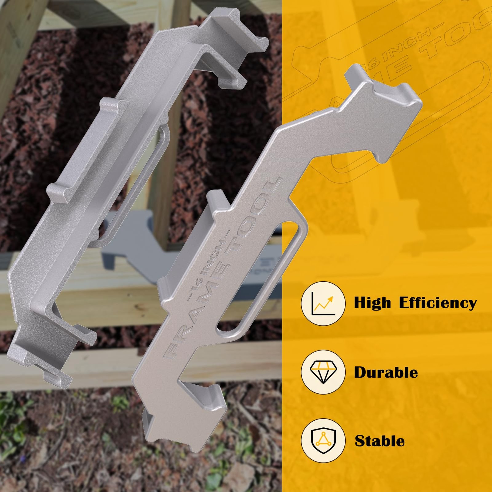 Framing Tools,16 Inch On-Center Stud Layout Tool,100% Cast 1 Pack, Grey