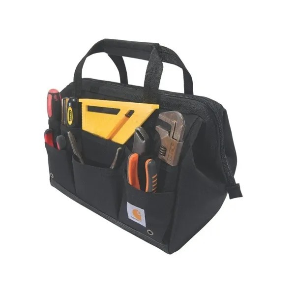 Carhartt 14-Inch 25 Pocket Heavyweight Tool Bag in Black and Carhartt Brown