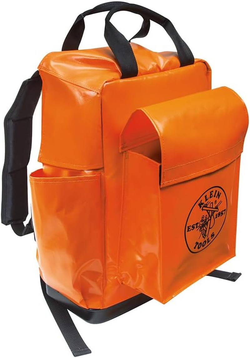 5185ORA USA-Made Lineman Tool Bag Backpack with Padded Straps – Orange