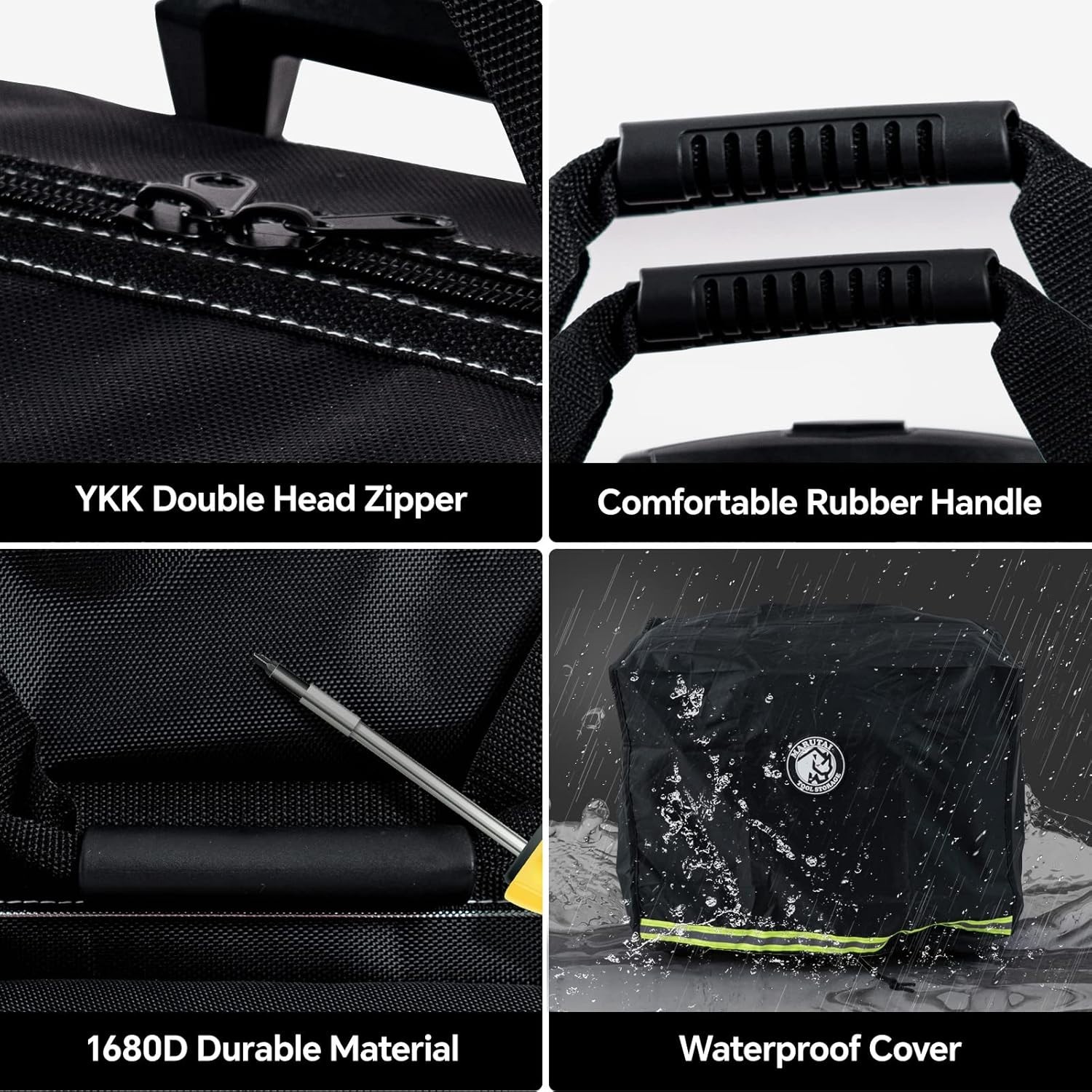 18” Rolling Tool Bag, Waterproof Tool Bag with Wheels, Portable Storage Organiz