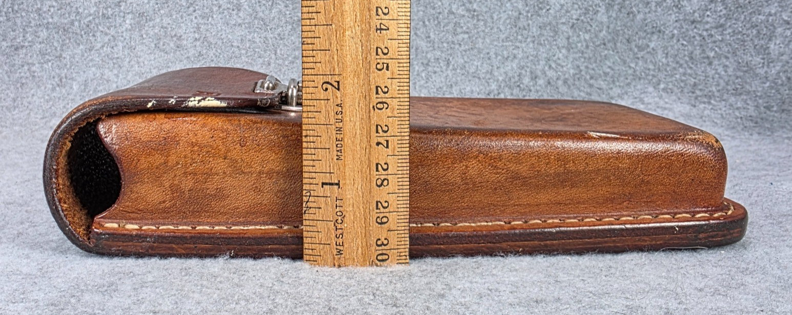 Vintage CuSack Q Leather Tool Belt Loop Hard Case Bag Pouch 8″ USA Made brown