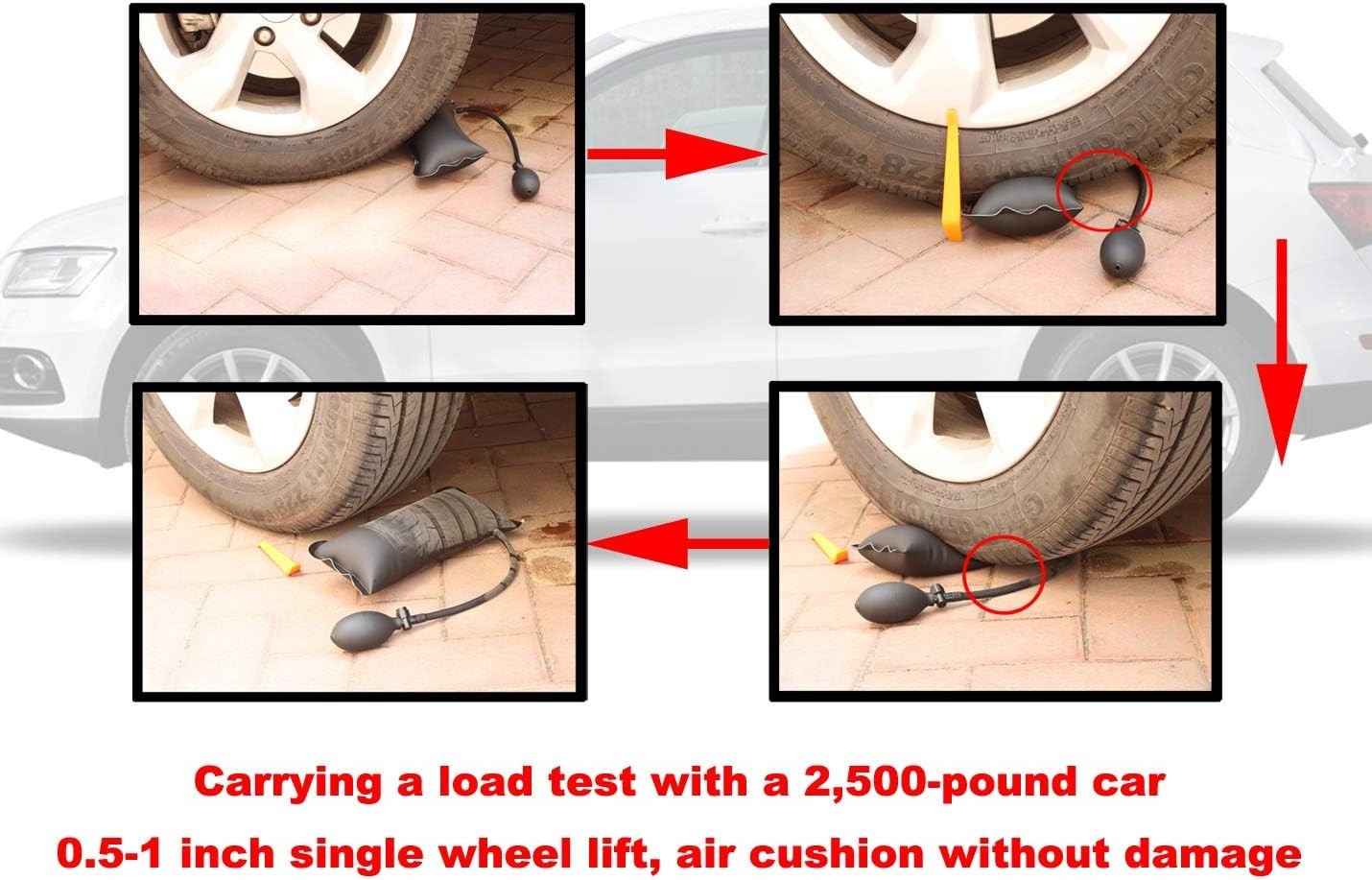 Air Wedge Bag Pump Leveling Kit, 3 Piece, 3 Sizes, Gray, 10 in Hose