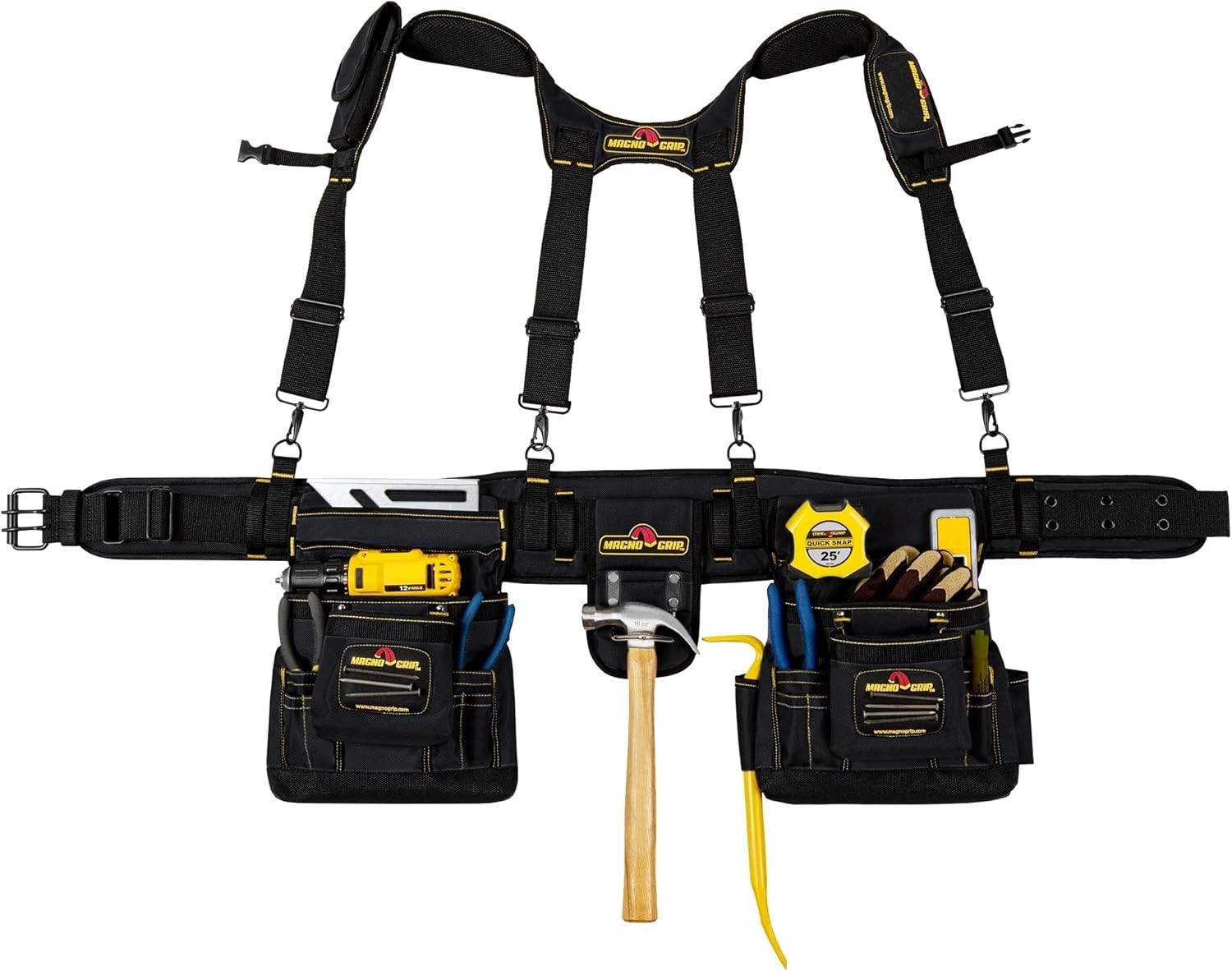 Ergonomic 20-Pocket Builder’s Tool Belt – Magnetic Storage & Comfort Suspenders