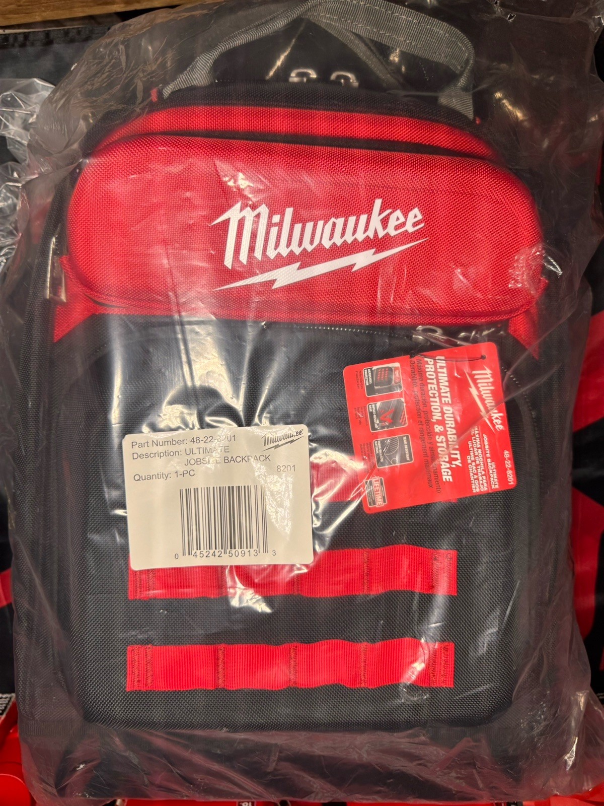 Milwaukee Ultimate Jobsite Tool Backpack 48-22-8201 48 Pockets Hardshell Base
