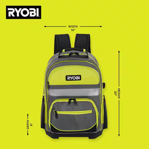 RYOBI 16 in. Backpack with Tool Organizer