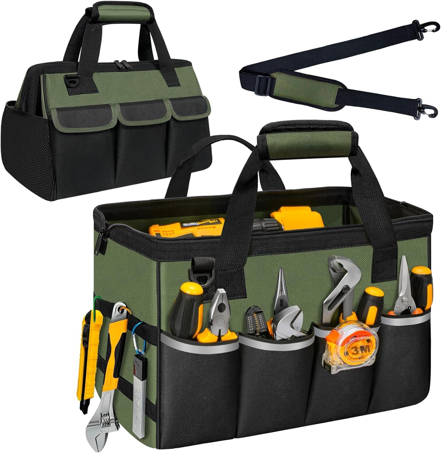 Tool Bag, Portable Tool Box Organizer Adjustable Shoulder Strap, Carry Tool Tote