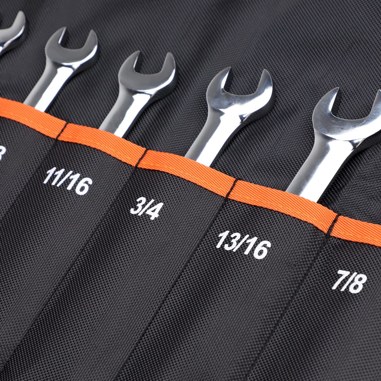 YOOFAN Wrench Roll Up Pouch – Organizer with 13 Pockets SAE, Orange