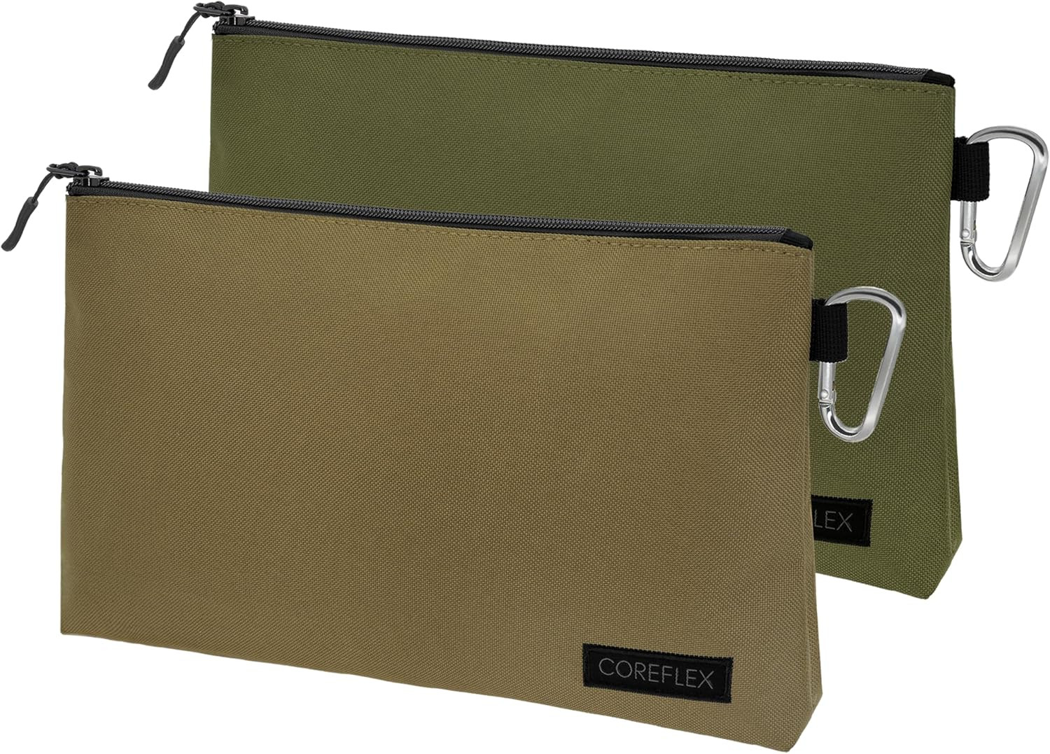 2 Pack Premium Tool Pouch Zipper Bag with Internal Pockets – Tan, Olive