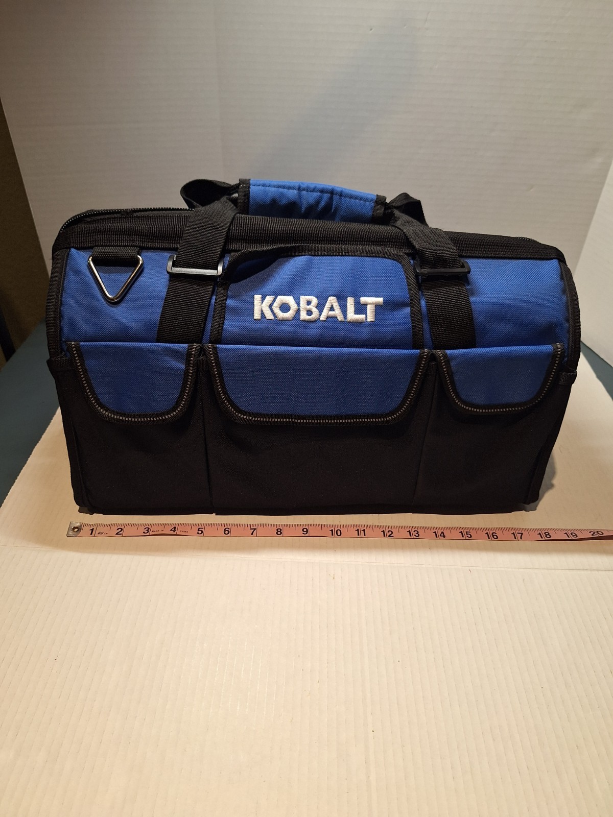 Kobalt Large Tool Bag, Hard Case, Canvas, Many Pockets, Heavy Duty 19″