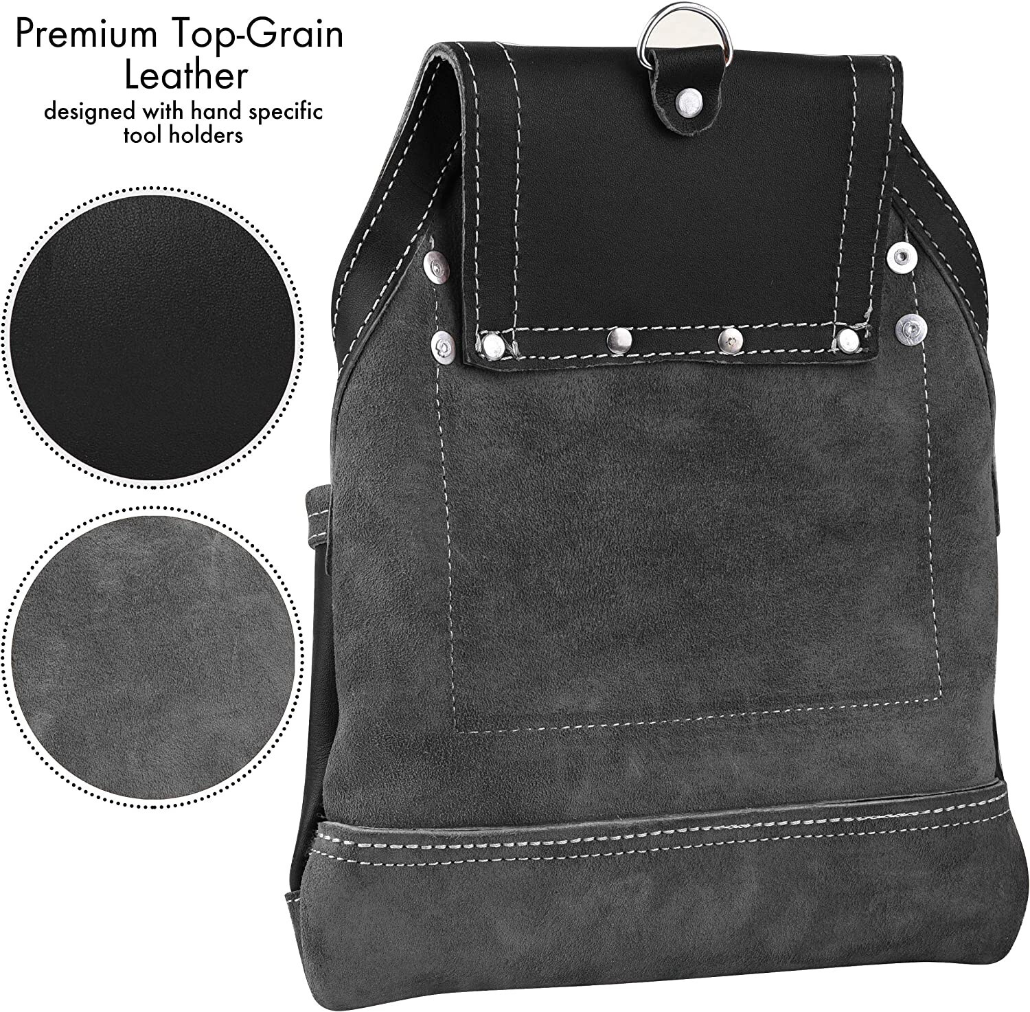 Leather Tool Pouch for Carpenters 10 Pocket Framers Electrician Belt Nail Bag