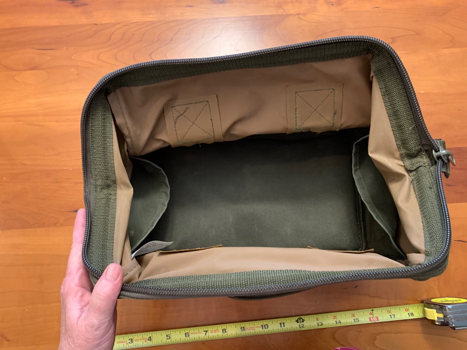 Bucket Boss Gate Mouth Jr. 13″ Brown & Green Canvas Zippered Tool Bag / Tote