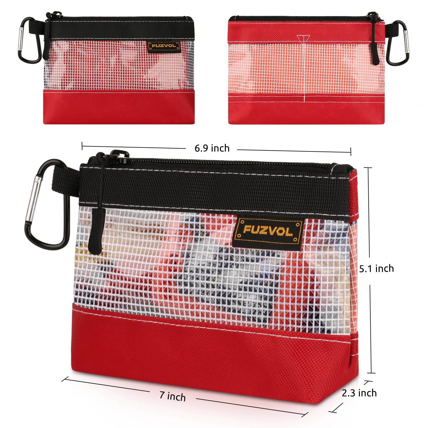 Clear Tool Pouch 7 Inch Small Tool Bag Mini Zipper Box Organizer 3 Pack