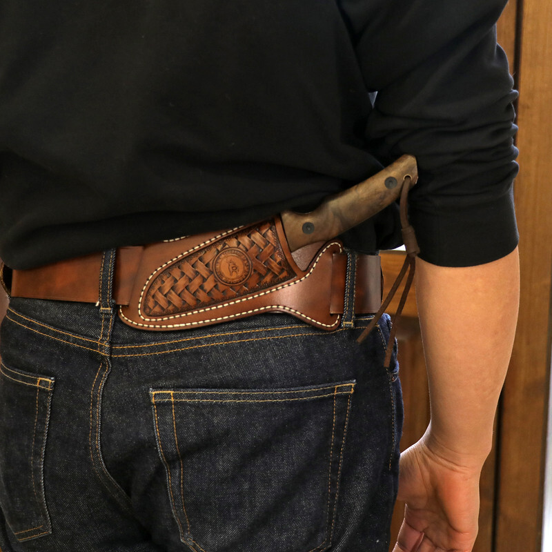 TOURBON Leather Engraved Fixed Blade Knife Sheath Belt Pouch EDC Knives Case