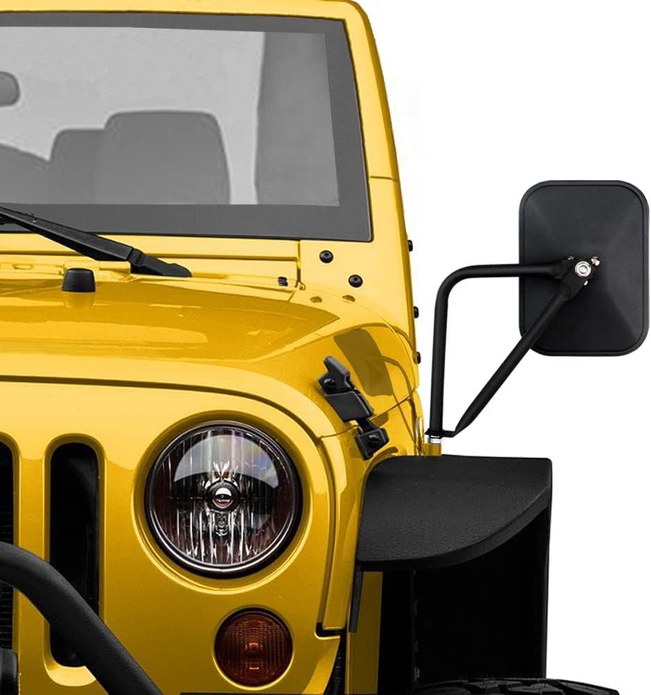 Rectangular Doors Off Side Mirrors Compatible with Jeep Wrangler CJ TJ JK JL JT