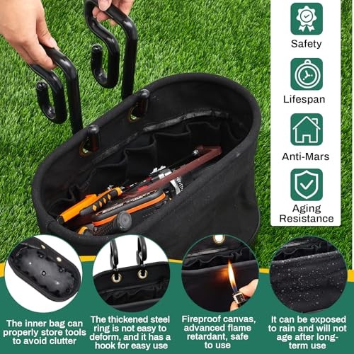 Set Canvas Bucket Bag Including Hooks Aerial Oval Lineman Tool Bucket 1 Black