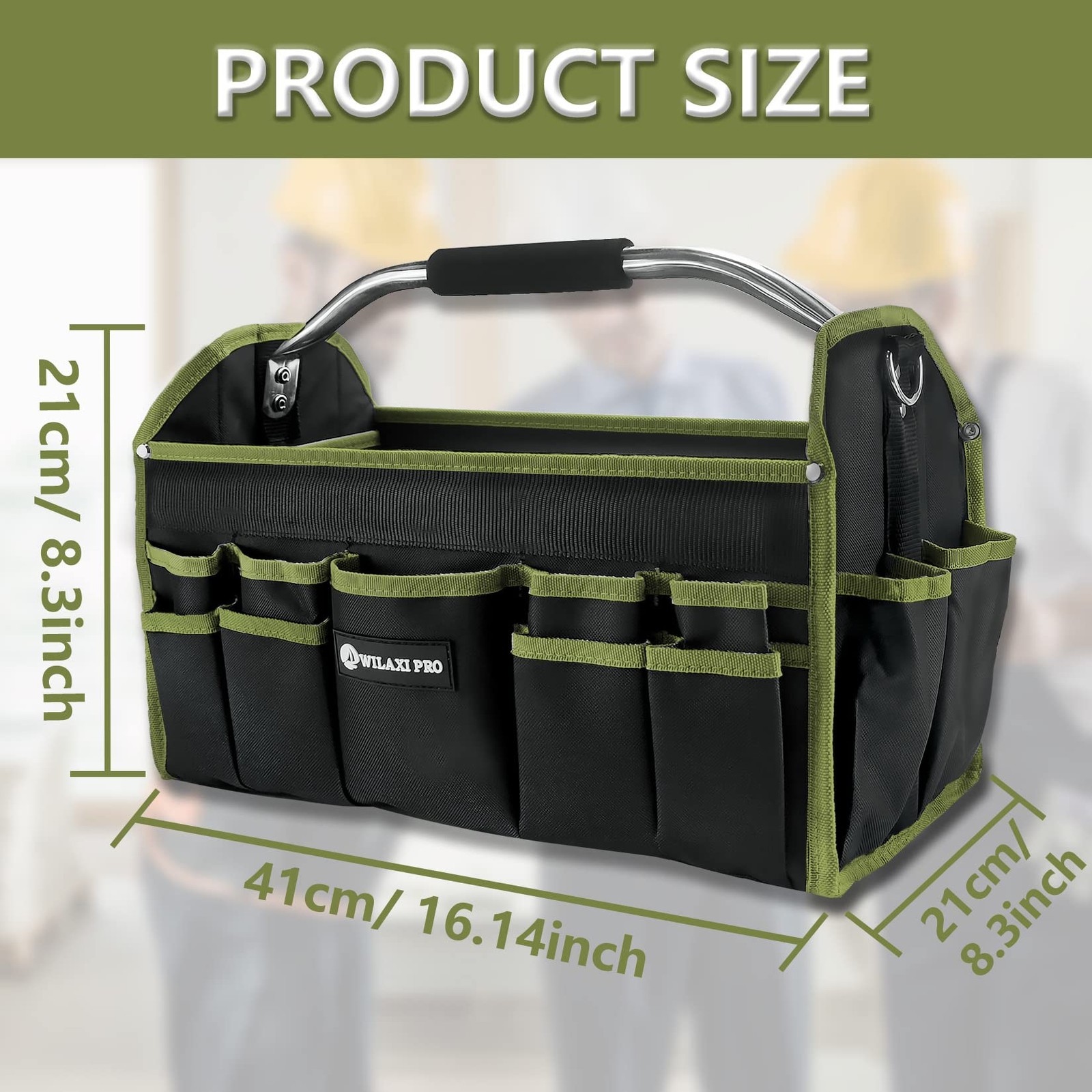 16in Foldable Open Top Tool Tote, Tool Bags For Men Heavy Duty, Tool Carrier …
