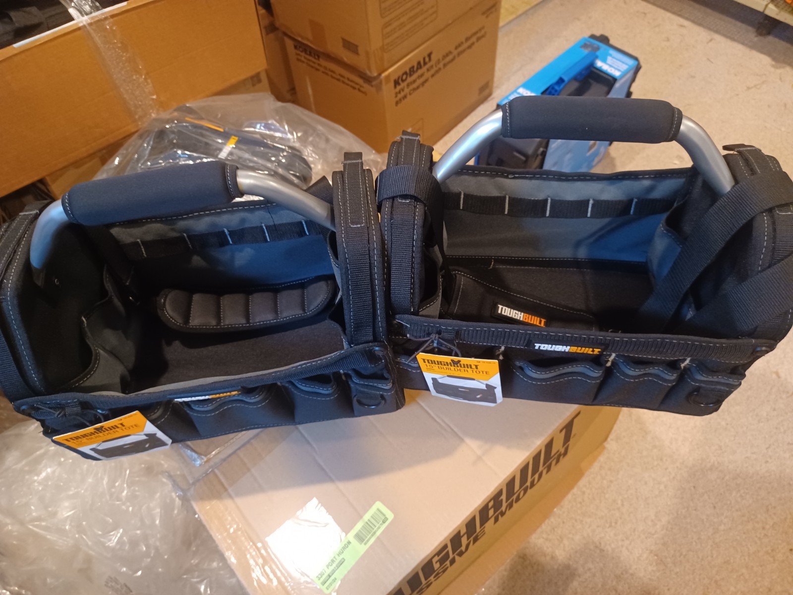 TWO PACK ToughBuilt® 15″ Builder’s Tool Tote With Carry Strap – NEW