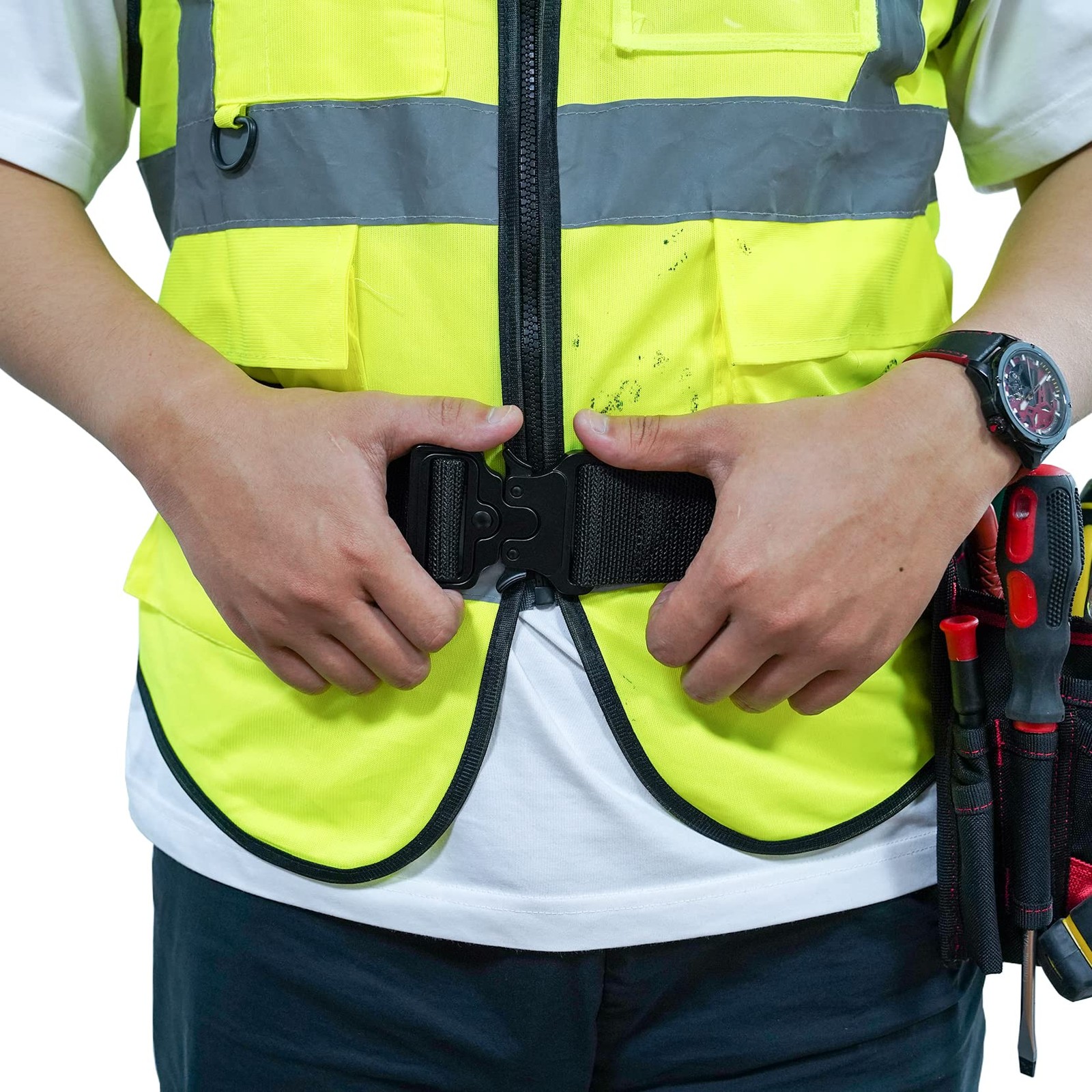2″ Nylon Web Work Tool Belt for Men with Heavy Duty Quick Release Rugged Meta…