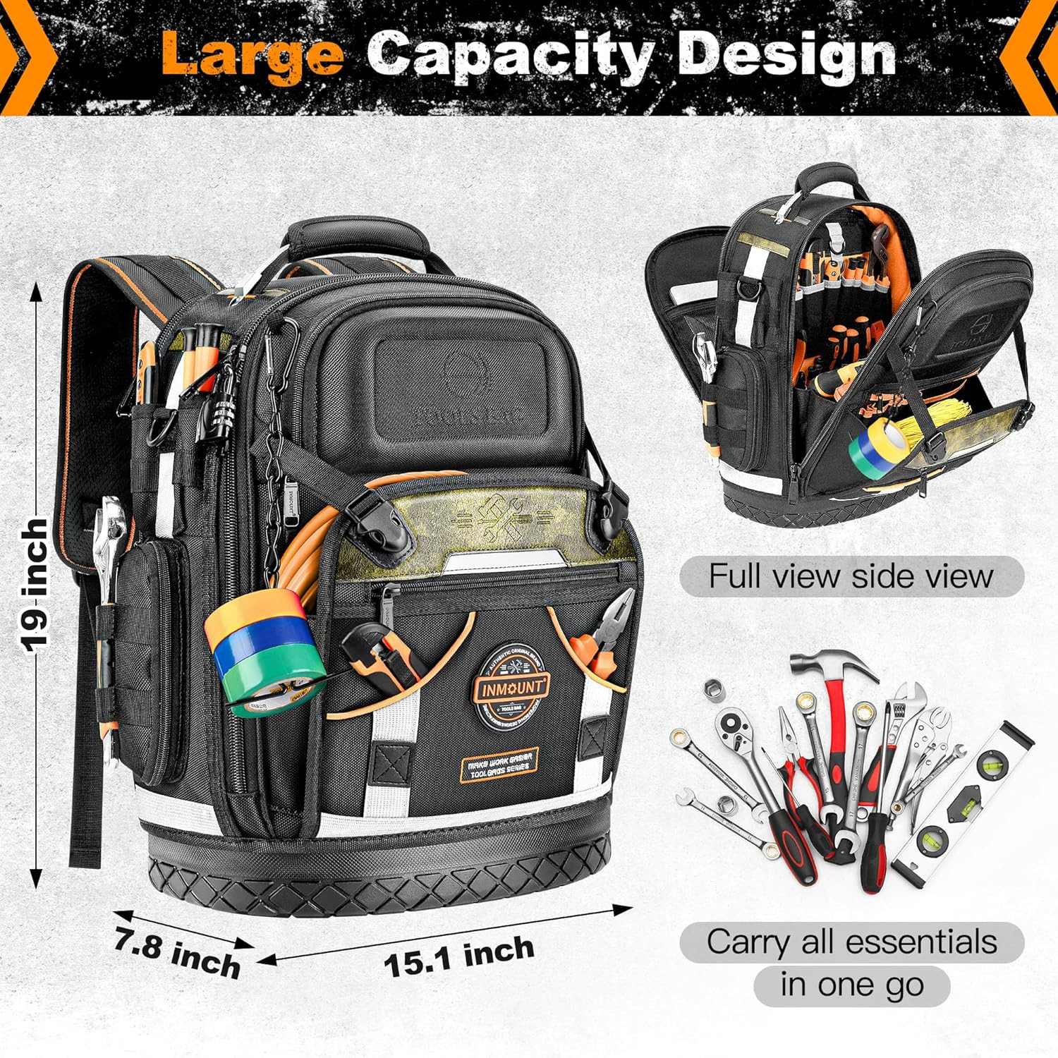 Tool Backpack Bag, HVAC Heavy Duty Construction Tools Backpack for Men, 1680D Pr