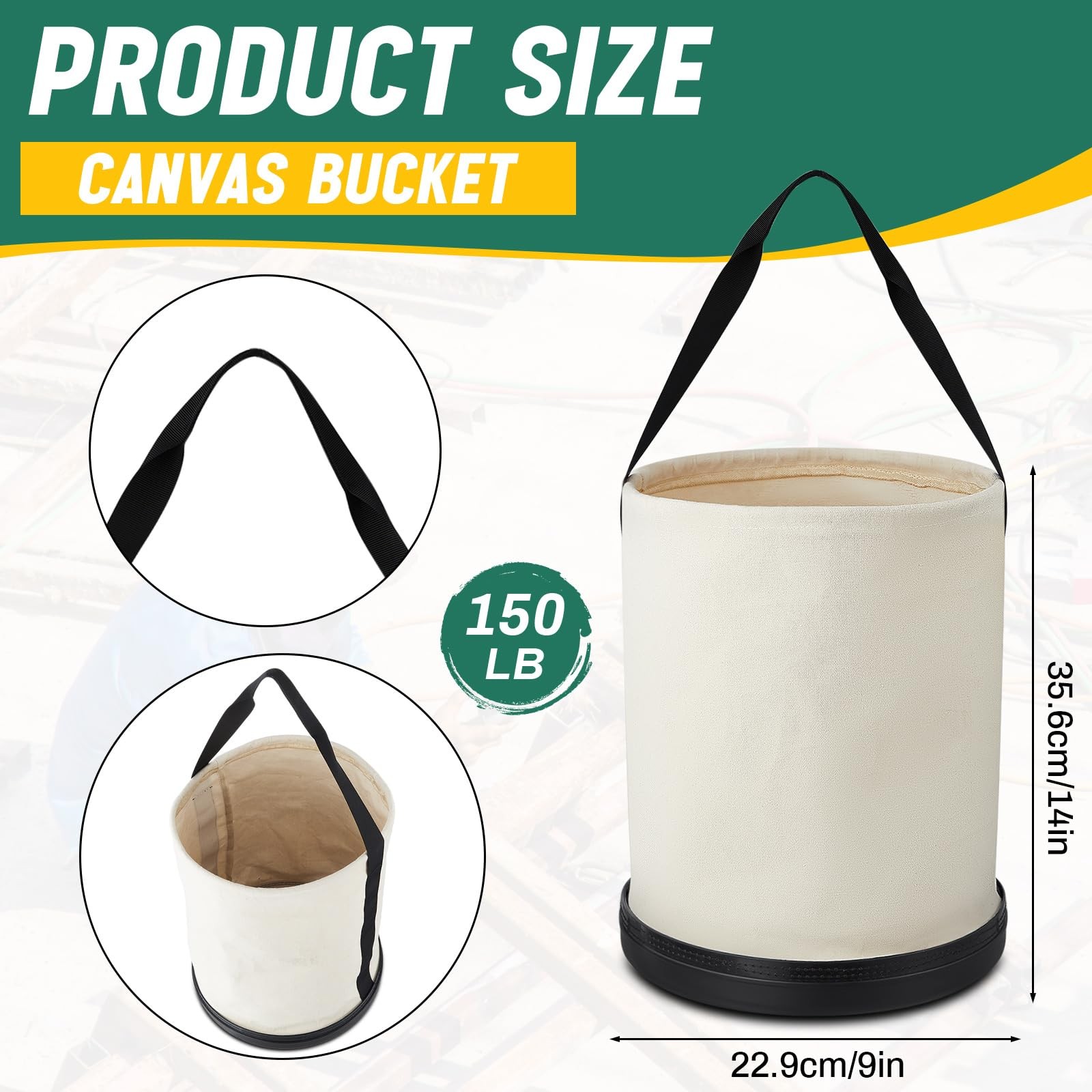 2 Pack Utility Canvas Tool Bucket 9″ D x 14″ H All Purpose Canvas Bucket Bag,…