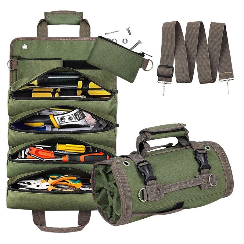 Nylon Tool Roll Up Bag Tool Organizer Wrench Roll Storage Pouch Portable