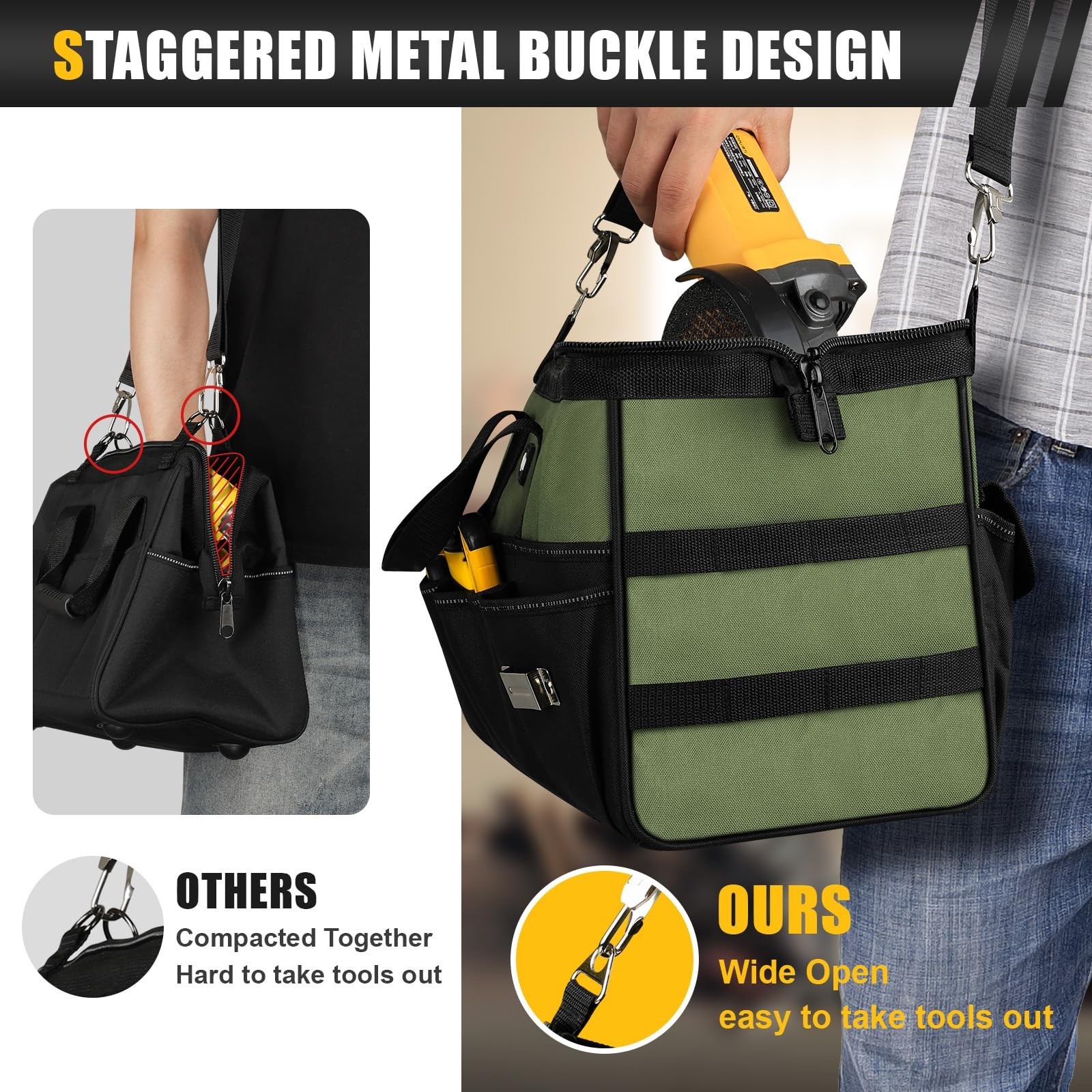 Large 18-Inch Tool Bag Organizer – 16 Pockets, Heavy Duty, Portable Toolbox, MOL