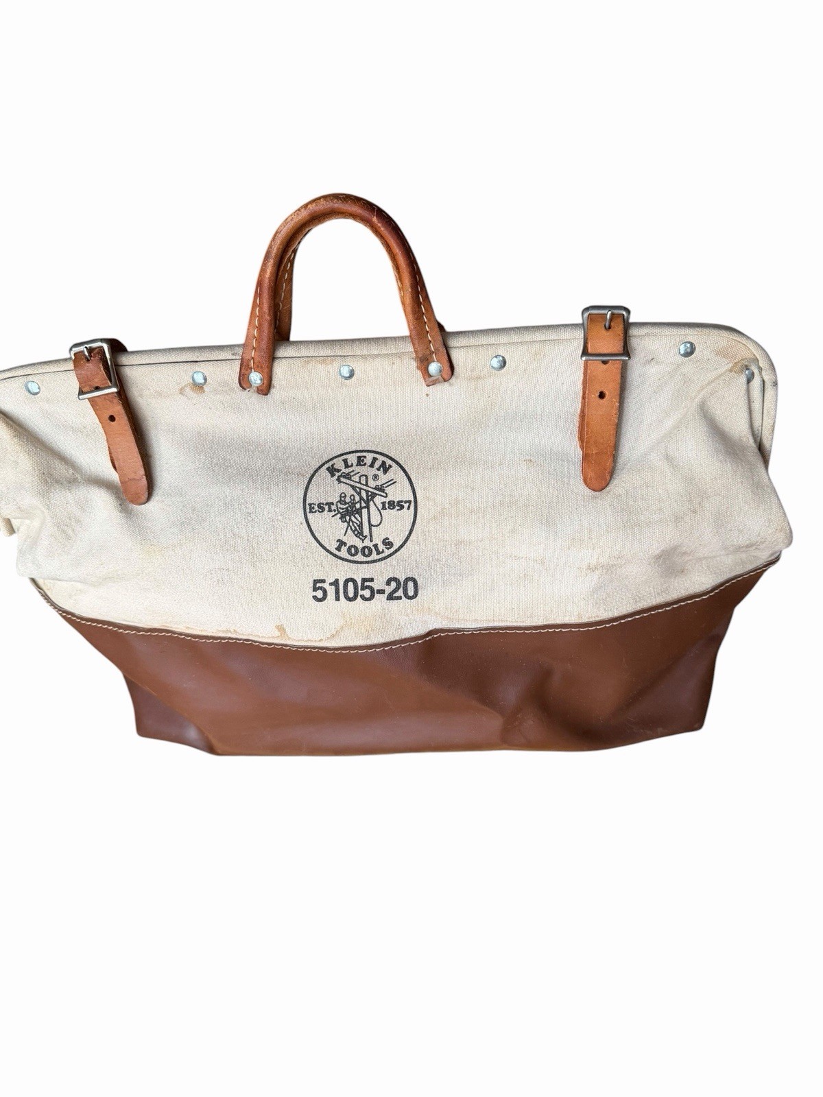 Klein Tools 5105-20 High-Bottom Canvas & Leather Heavy Duty Tool Bag, 20-Inch
