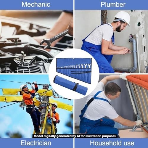 Wrench Organizer,Tool Roll Pouch – 16-Pocket Waterproof Oxford Cloth Wrench Roll