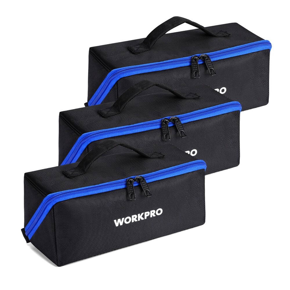 WORKPRO 10″ Wide Mouth Heavy Duty Tool Bag 3PCS Tool Storage Bag Zipper Tote Bag