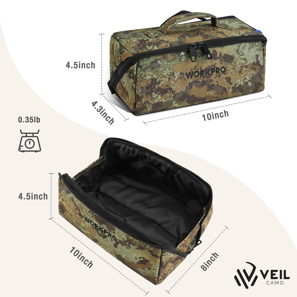 WORKPRO 3PC Heavy Duty Tool Bag 10″ Wide Mouth Tool Storage Bag Zipper Pouch Bag