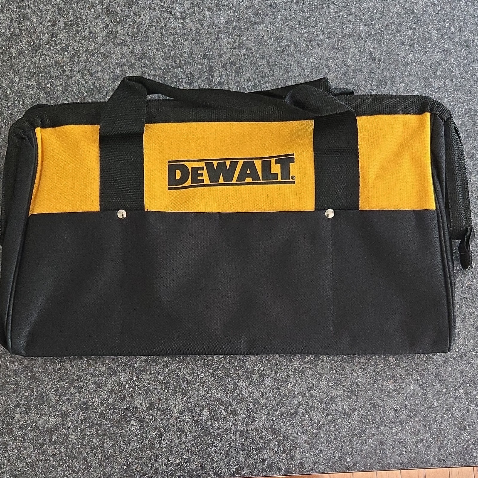 DEWALT Tool Bag Nylon Black/Yellow Zipper Closure With Handles 19″x12″