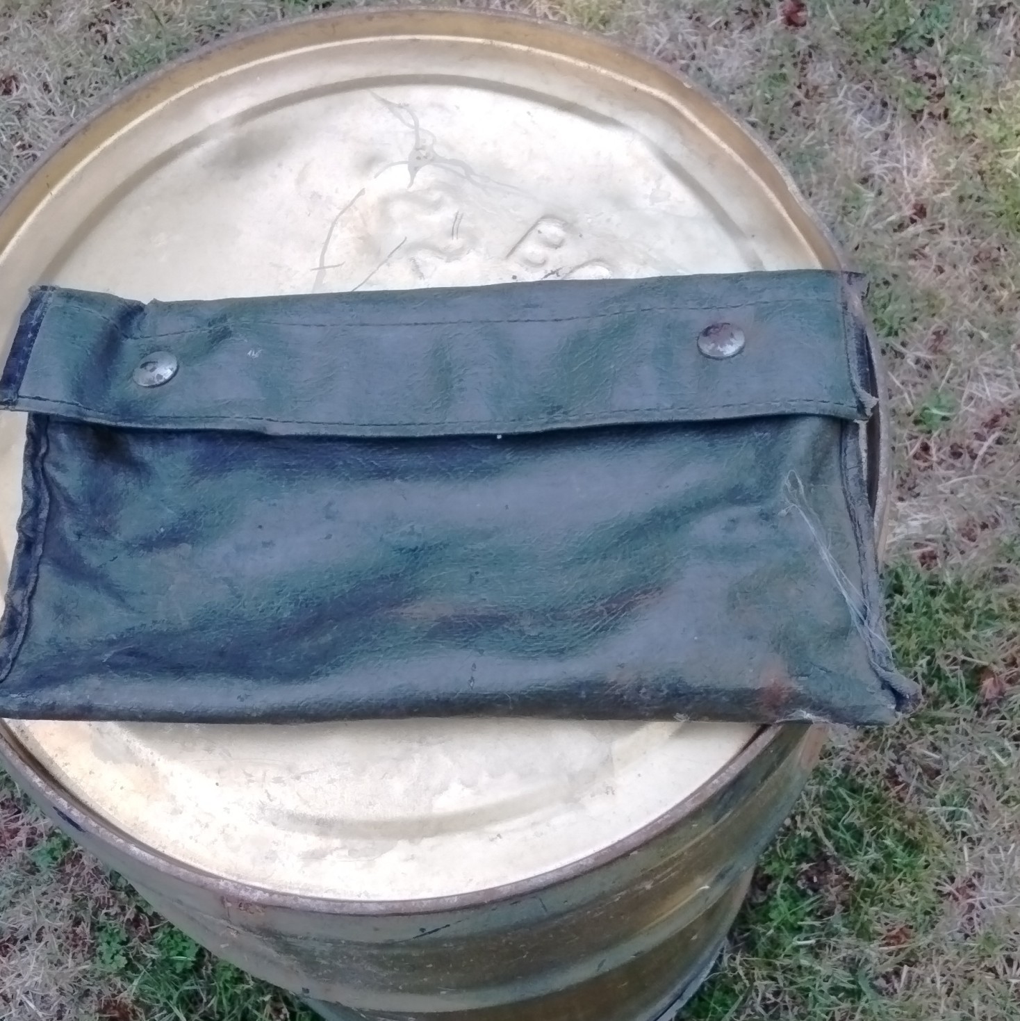 Green Leather Tool Pouch Bag, Snap Closure, Single Item, tools included