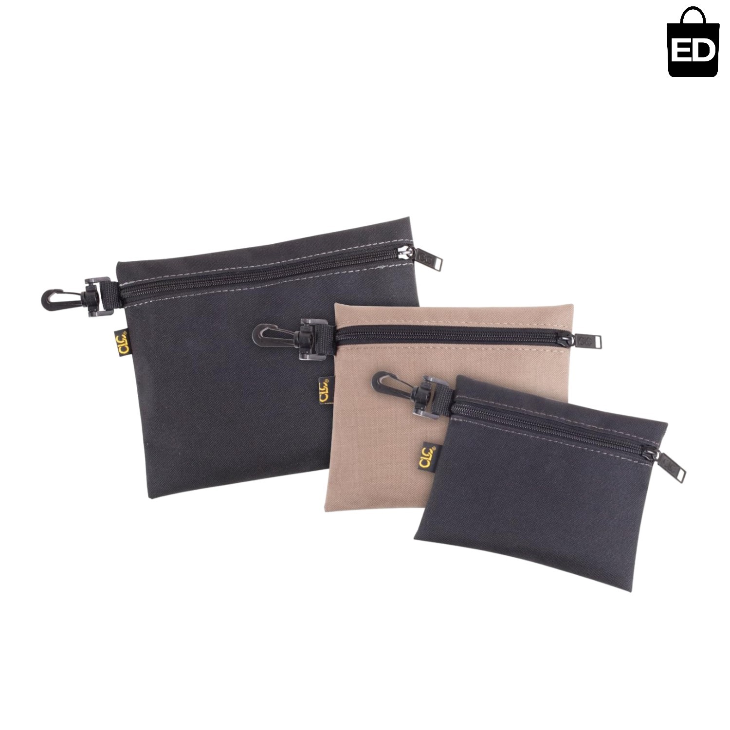 3-Pack CLC Clip-On Zippered Poly Bags – Durable Storage for Tools & Accessories