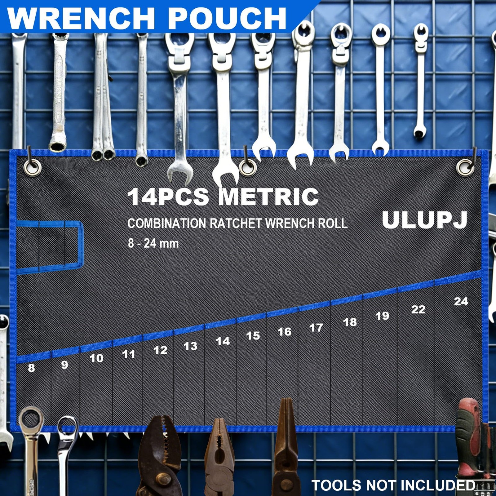 2PCS Wrench Roll,Wrench Roll Up Pouch,Wrench Organizer,Heavy-Duty Tool Pouch Bag