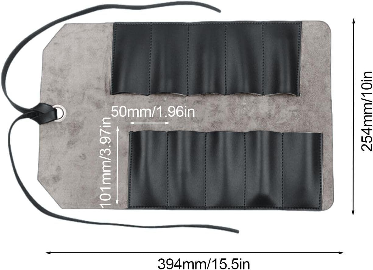 Leather Tool Roll Pouch 10 Slots Portable Carrying Case Full Grain Skin