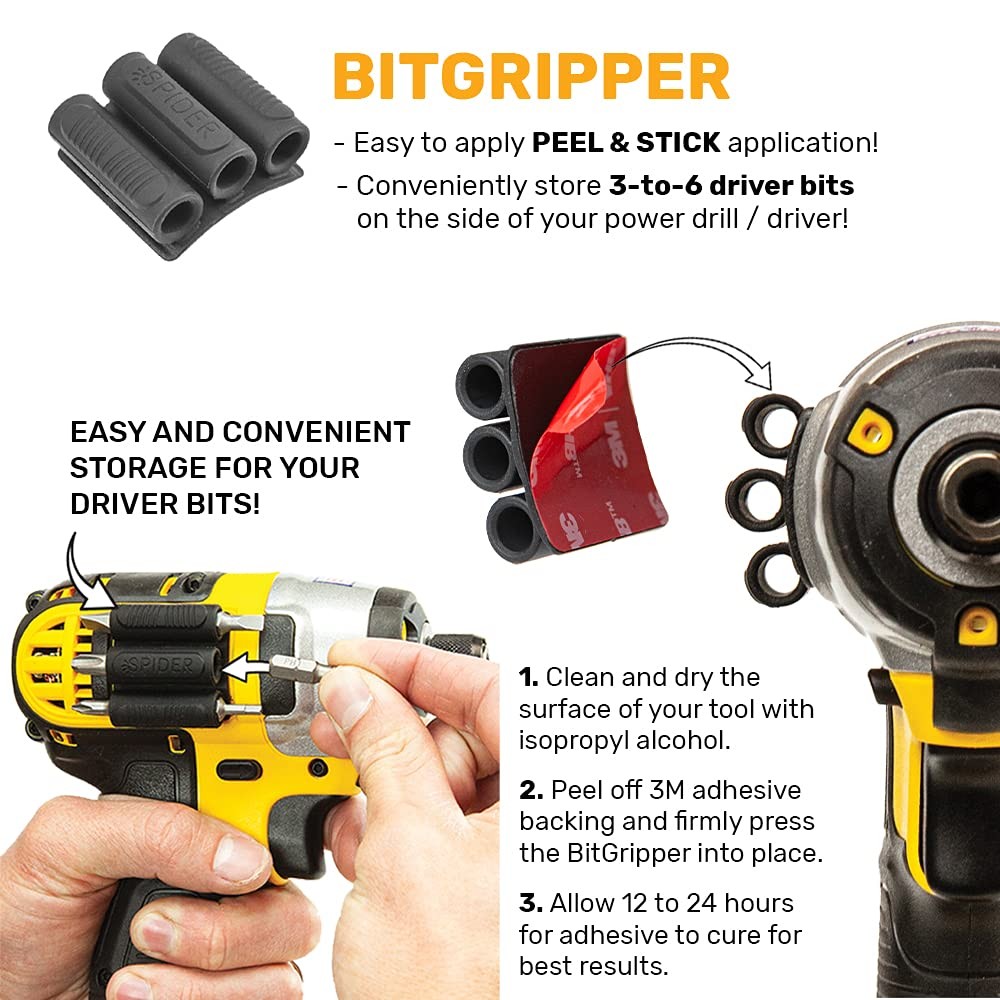 Tool Holster – BitGripper v2 – Pack of Four – High Strength 3M Adhesive Drill…