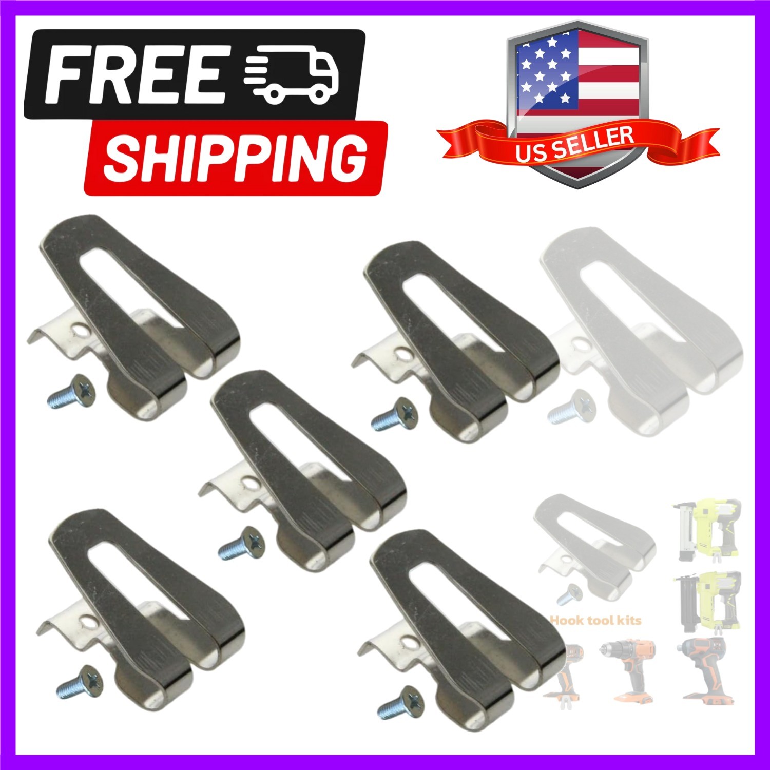 5pcs Belt Clips, Suitable for Ri-gid 18V Power Tools Drill Tool Clips Hook Kit