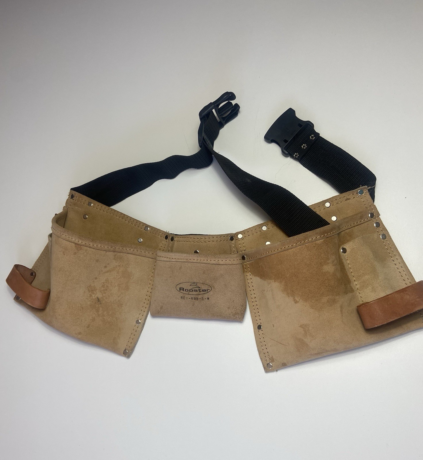Rooster Suede Leather Tool Belt Carpenter Work Belt Beige Adjustable