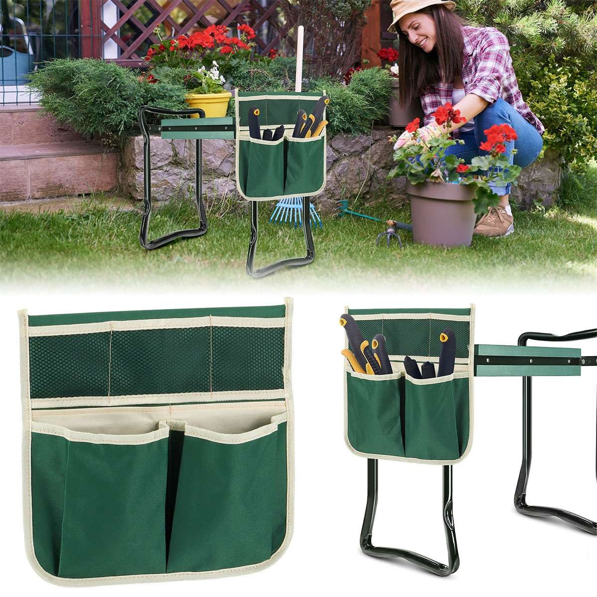 Portable Kneeling Pad Tool Bag Pouch for Kneeler Seat Folding Outdoor Garden USA
