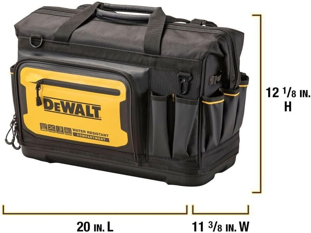 Tool Bag, Water Resistant, Hard Bottom, 20-Inch, Professional Tool Tote with Org