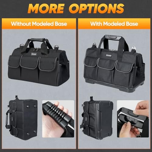 Heavy Duty Tool Bag with Multi-Pockets, Portable Tool 16″ Standard Base Black