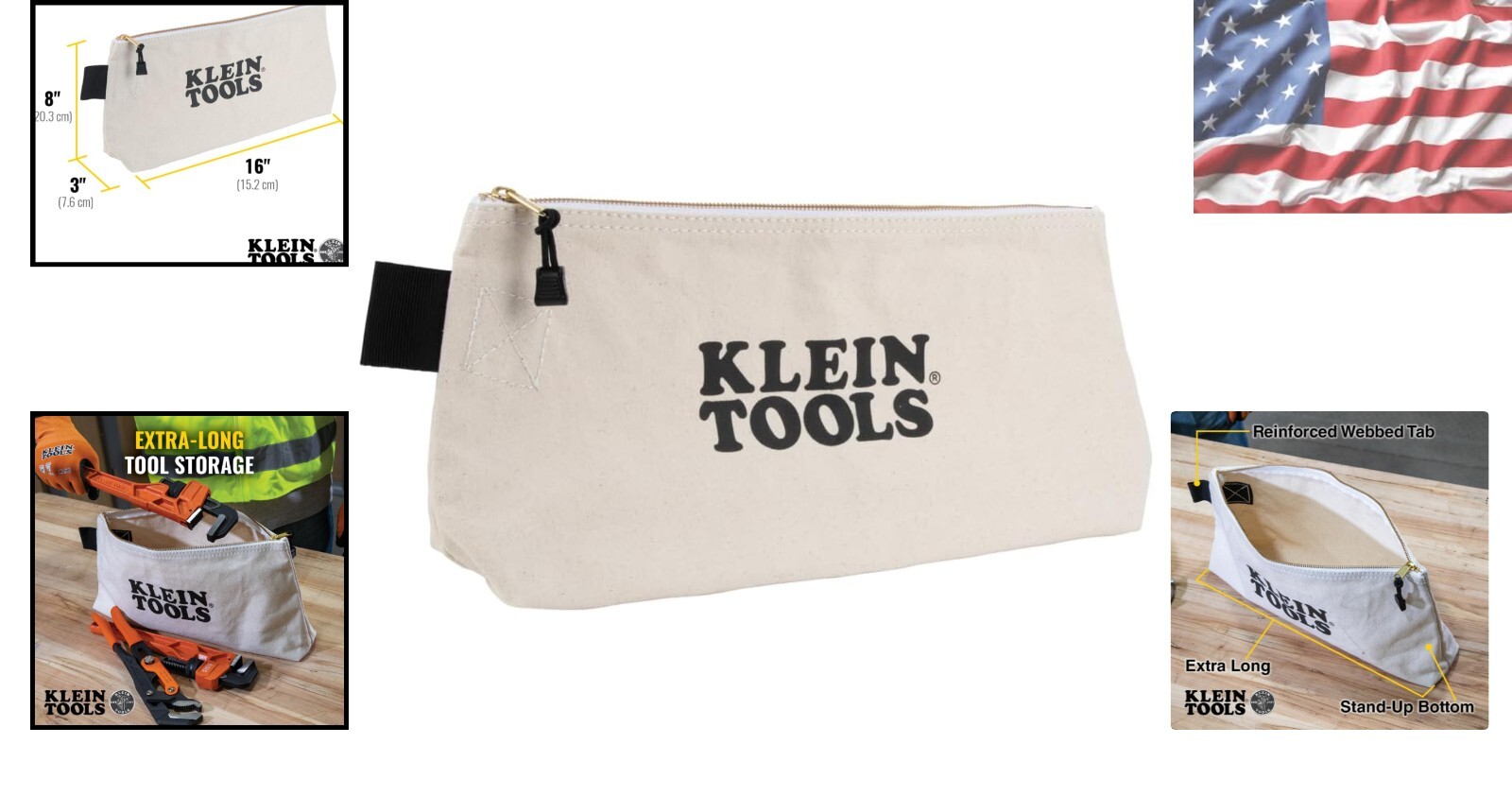 Extra-Long Canvas Tool Pouch with Brass Zipper – Ideal for Professionals