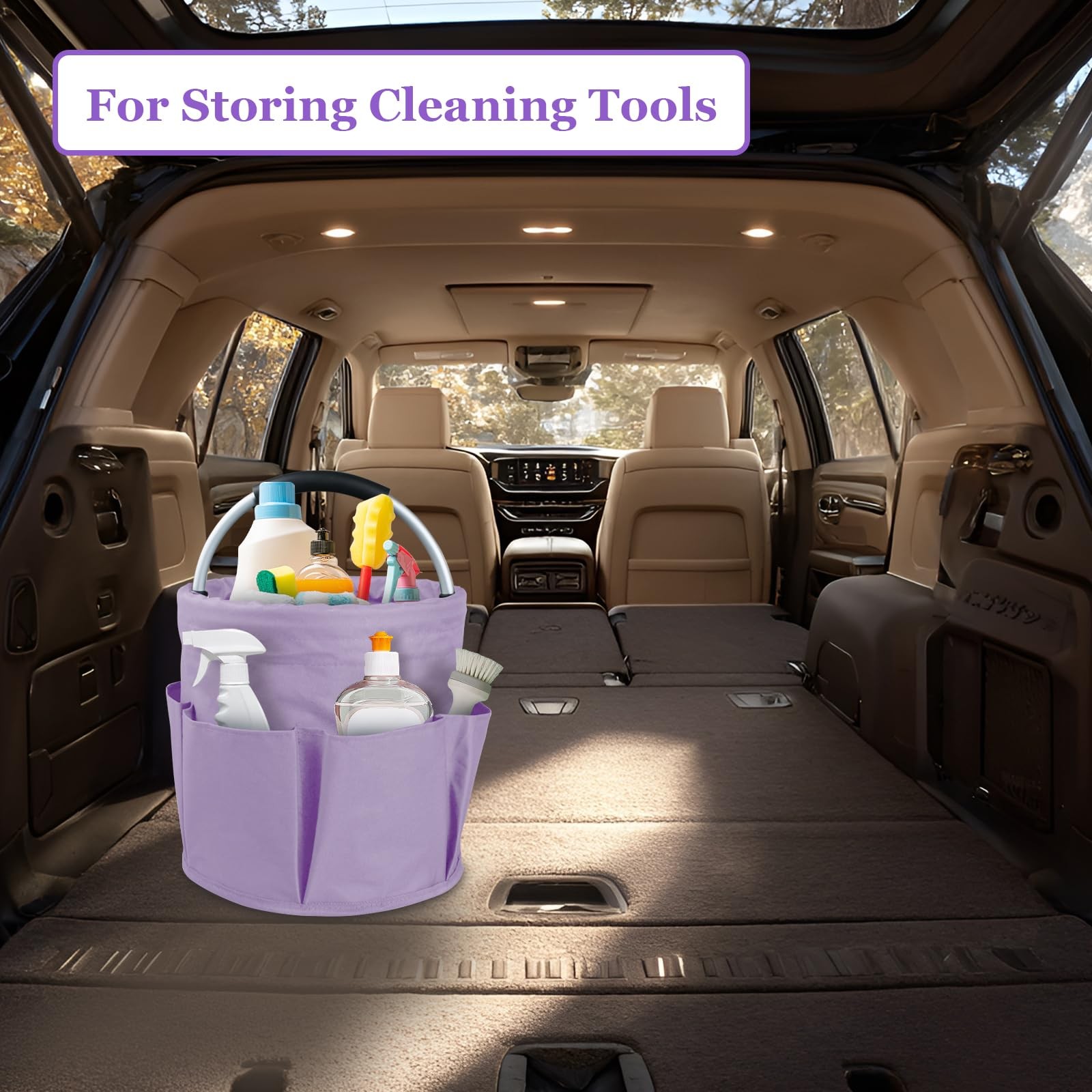 Cleaning Caddy with Handle, Cleaning Products Organizer, Foldable Storage Basket