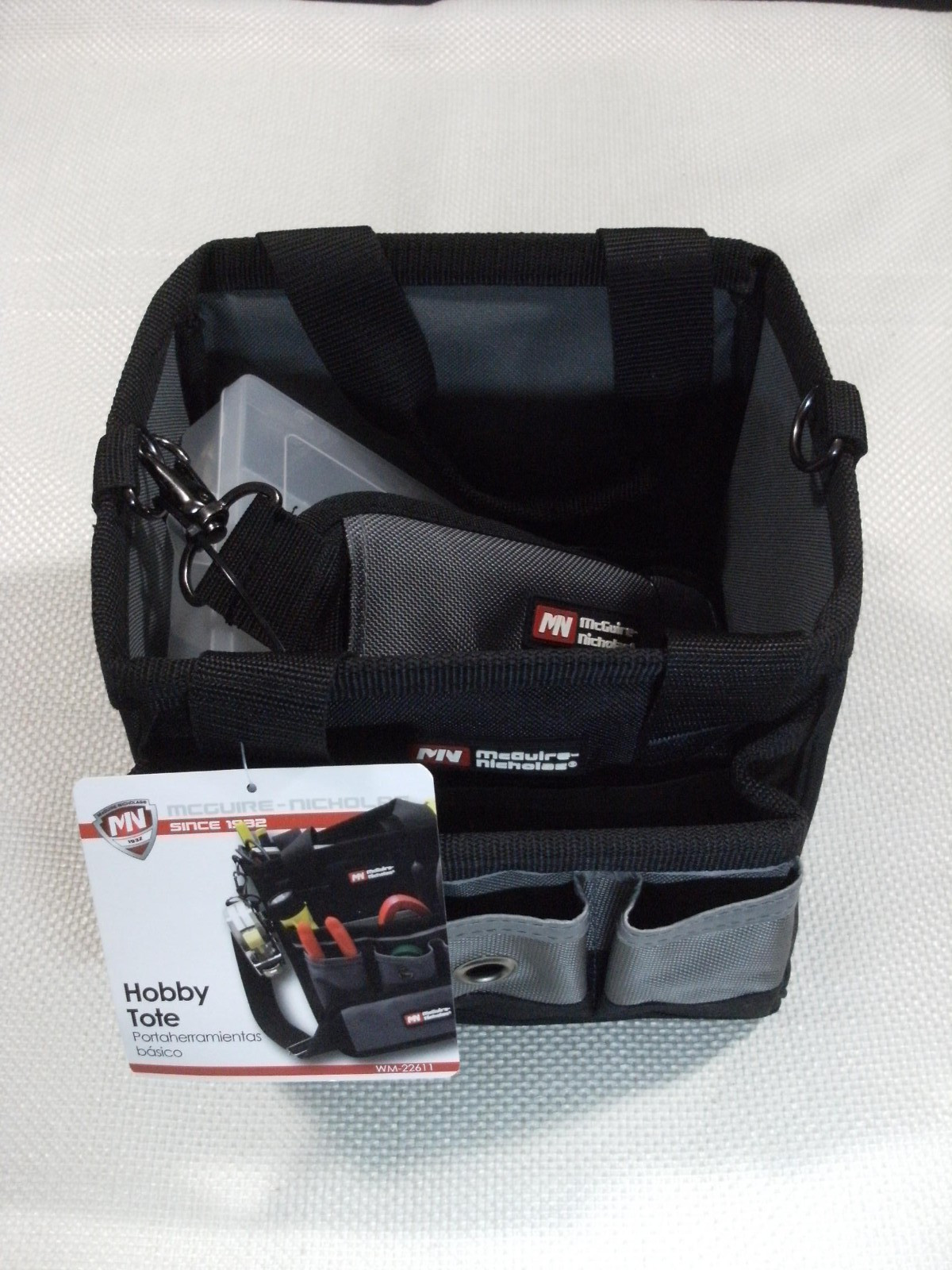 Mcguire Nicholas Black Hobby Electricians Tote Tool Bag with Pockets & Parts Bin