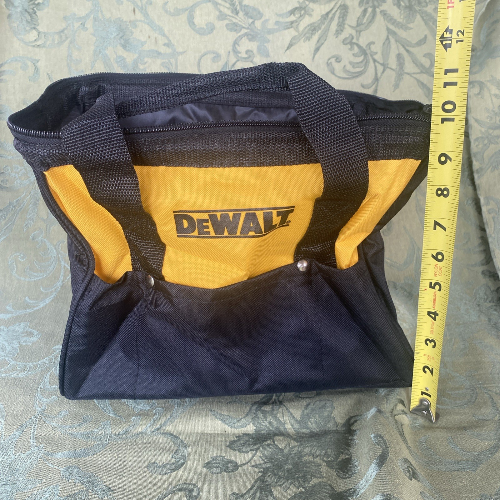 DeWalt 12.5” X 8.5” X 9” Tool Bag Canvas Enforced Bottom Zippered Top EUC