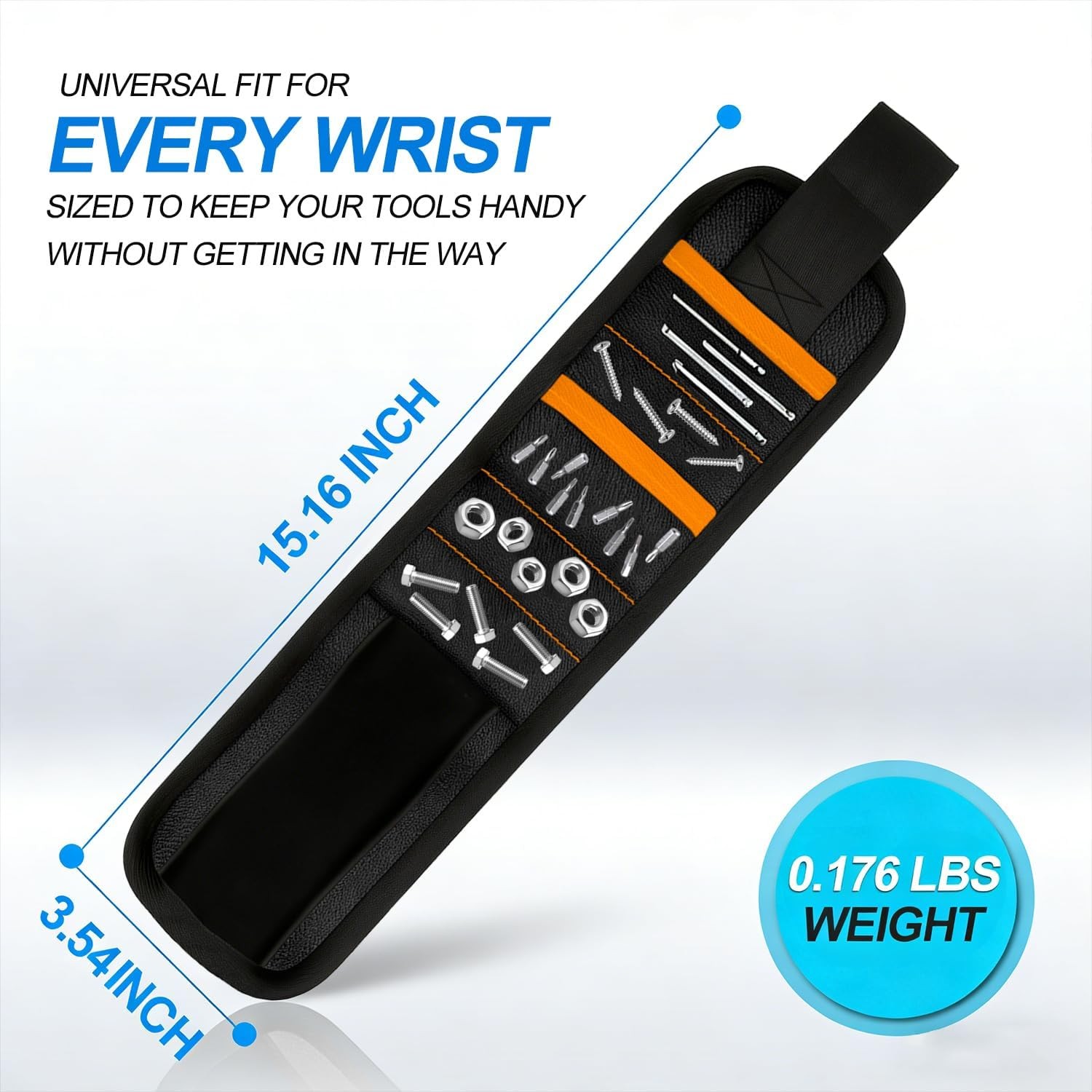 Magnetic Tool Wristband Adjustable Nylon Wrist Strap for Screws Nails Drill Bits