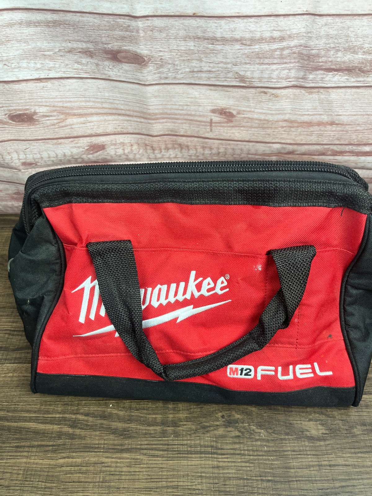 Milwaukee M12 Fuel Tool Bag Red Black Contractor Tool Storage Bag Zipper