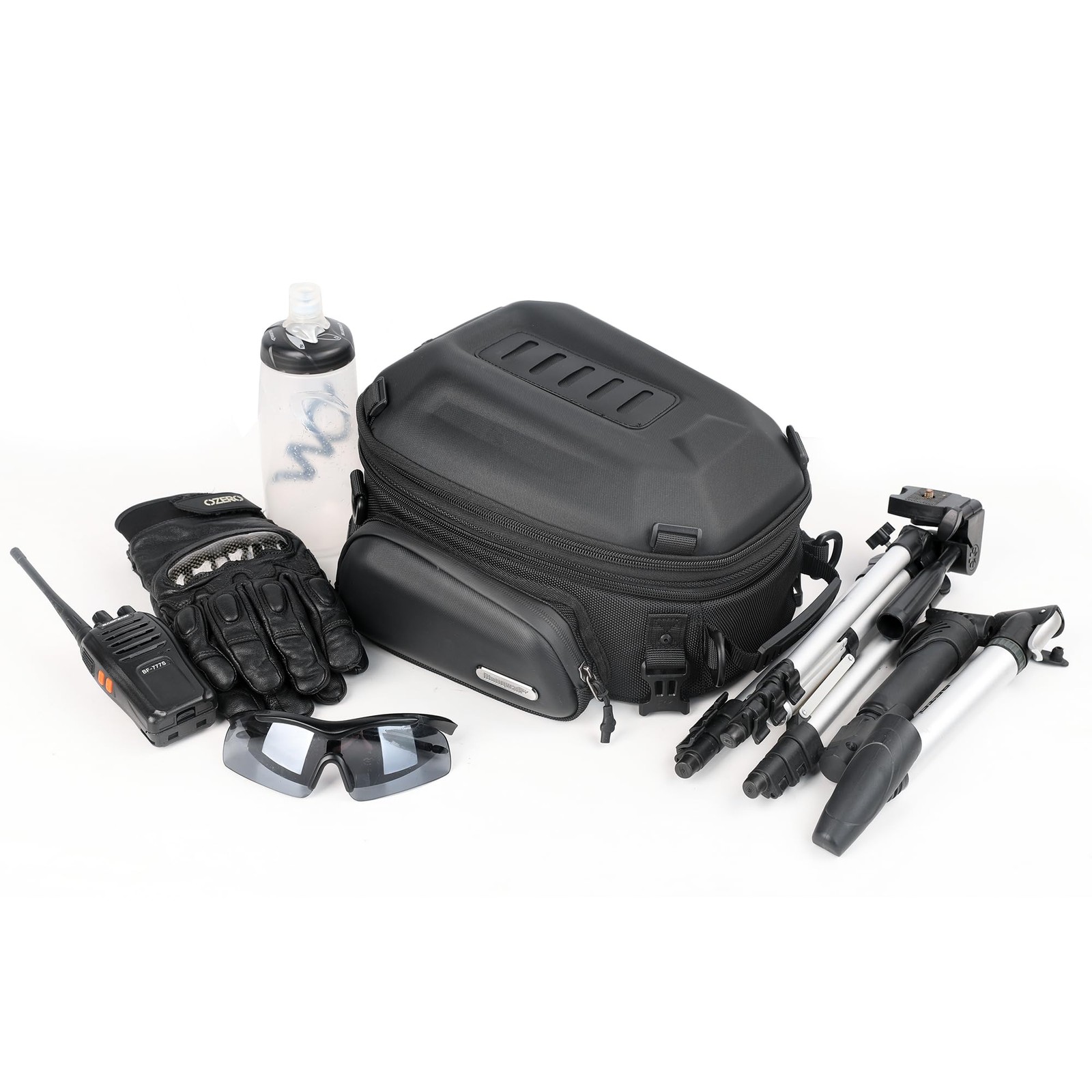 Rhinowalk Motorcycle Tail Bag Expandable Hard Shell Motorcycle Travel Luggage 12