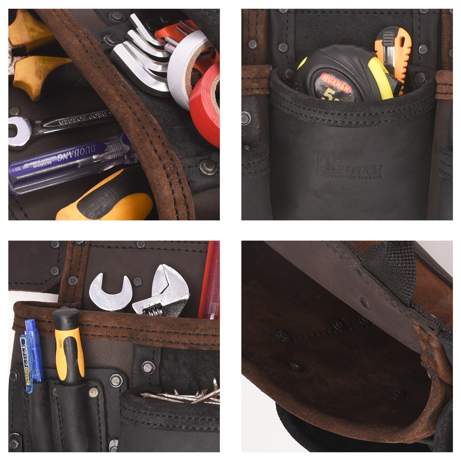 Trutuch Brown Combine Leather Tool Belt | Drywall Tool Belt | Construction
